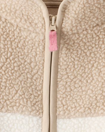 Toddler Girl Colour Block Zip-Up Jacket - Brown, 