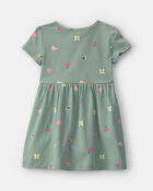 Toddler Girl Butterfly Short-Sleeve Dress - Green, image 2 of 4 slides