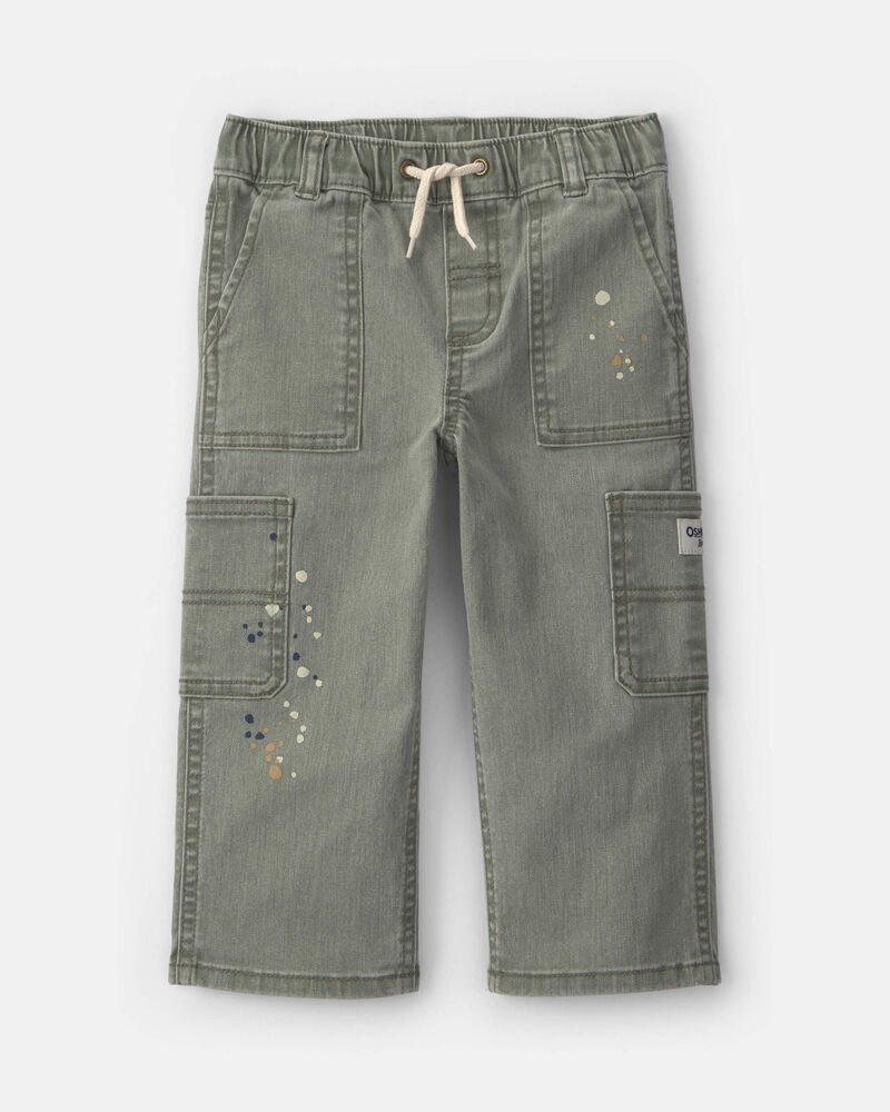 Toddler Boy Splatter Paint Wide-Leg Carpenter Pants - Green, image 1 of 5 slides