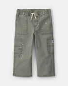 Toddler Boy Splatter Paint Wide-Leg Carpenter Pants - Green, image 1 of 5 slides