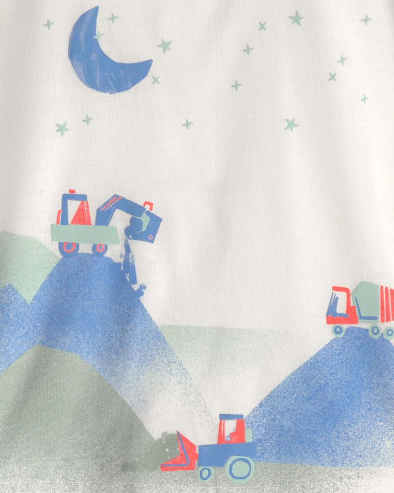 Toddler Boy Construction Loose Fit 2-Piece Pyjama Set - Grey/Blue, image 2 of 3 slides