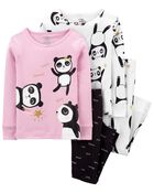Pyjama 4 pièces en coton ajusté à panda, image 1 sur 3 diapositives