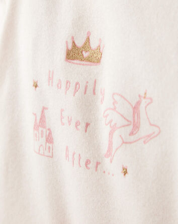 Bébé fille - Ensemble 3 pièces cache-couches à manches longues en coton et pantalon à imprimé d’étoiles et de licorne - Rose/blanc, 