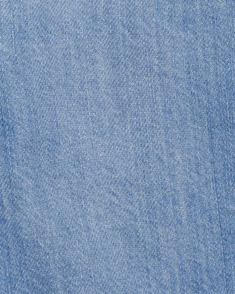 Toddler Denim Shortalls: Hickory Stripe Strap Remix, image 3 of 5 slides