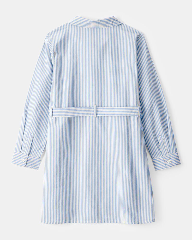 Kid Striped Long-Sleeve Shirt Dress, image 2 of 4 slides