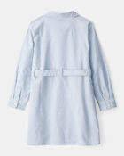 Kid Striped Long-Sleeve Shirt Dress, image 2 of 4 slides