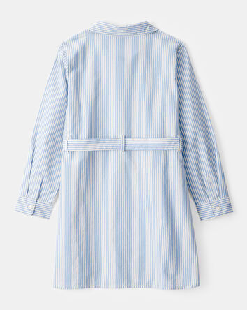 Kid Striped Long-Sleeve Shirt Dress, 