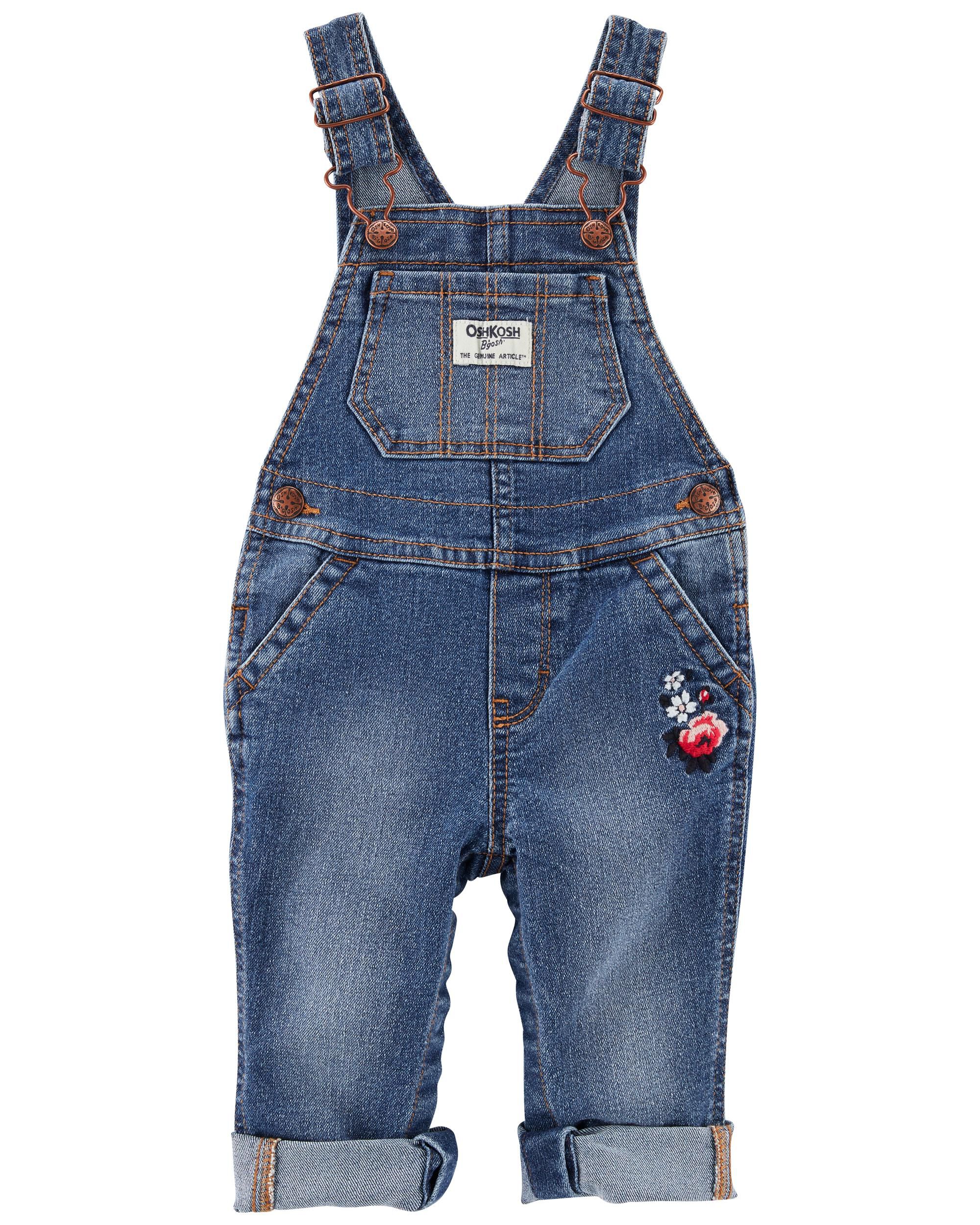 Denim overalls with 2025 flowers