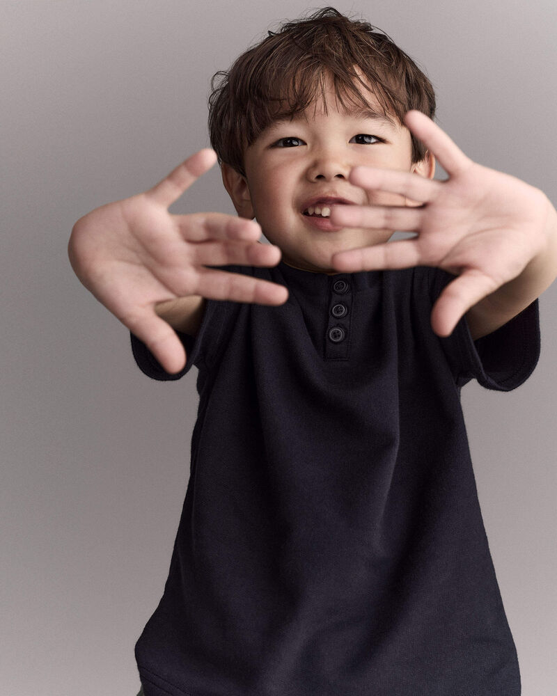 Toddler Boy Henley Tee - Black, image 5 of 6 slides