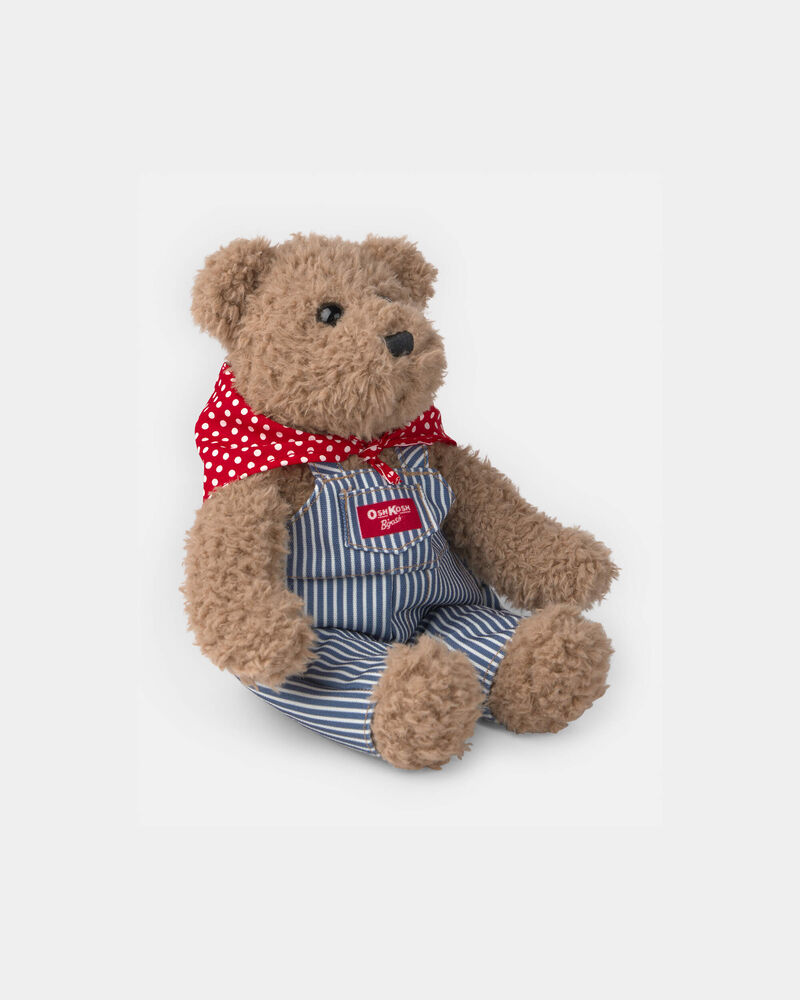 Ourson en peluche Josh B&rsquo;gosh avec salopette &agrave; rayures hickory, image 1 sur 2 diapositives