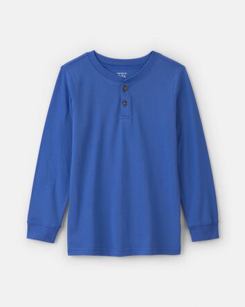 Gar&ccedil;ons - Haut henley &agrave; manches longues - Bleu, 