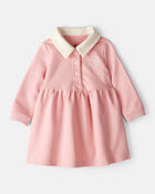 Baby Girl Polo Collared Cotton Dress - Pink, image 1 of 6 slides
