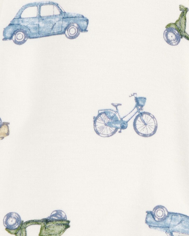Baby Boy Car Print 2-Way Zip PurelySoft Sleeper Pyjamas - Ivory, image 4 of 6 slides