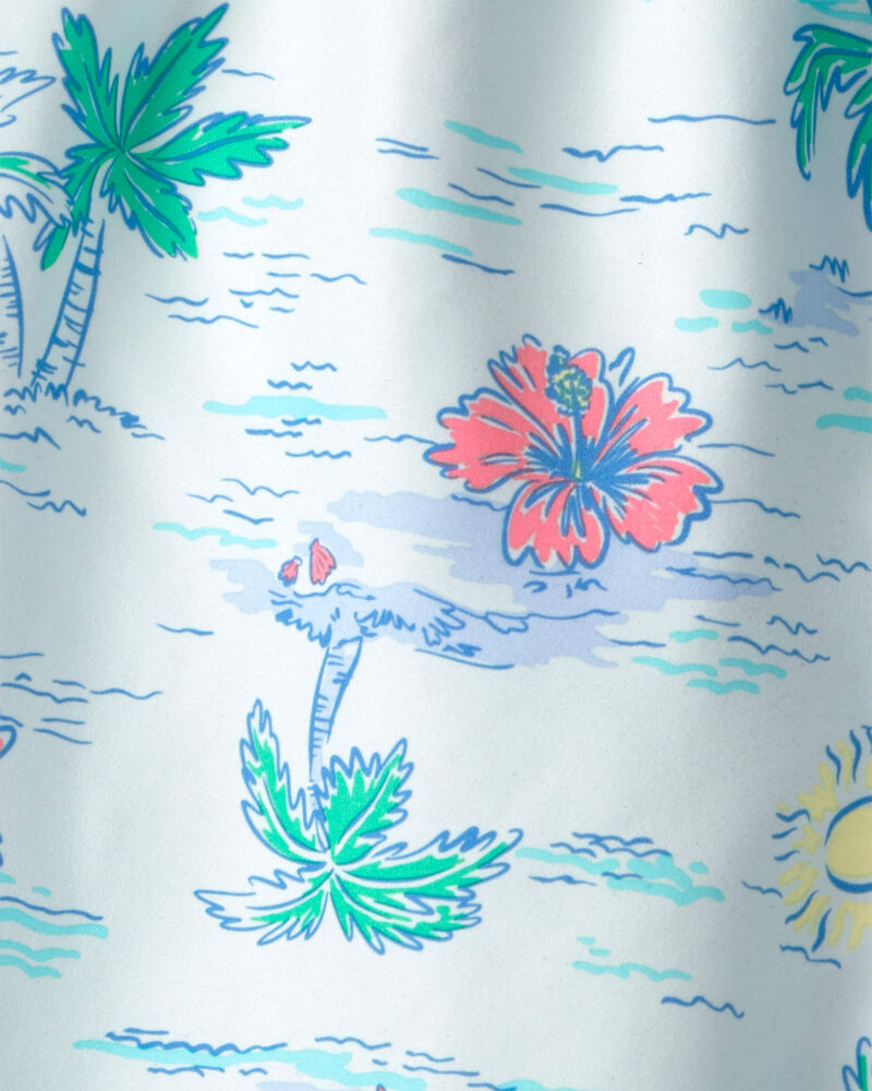 Boys 2-Piece Palm Tree Rashguard & Swim Trunk Set - Blue, image 7 of 7 slides