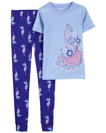 2-Piece Peacock 100% Snug Fit Cotton Pyjamas, 