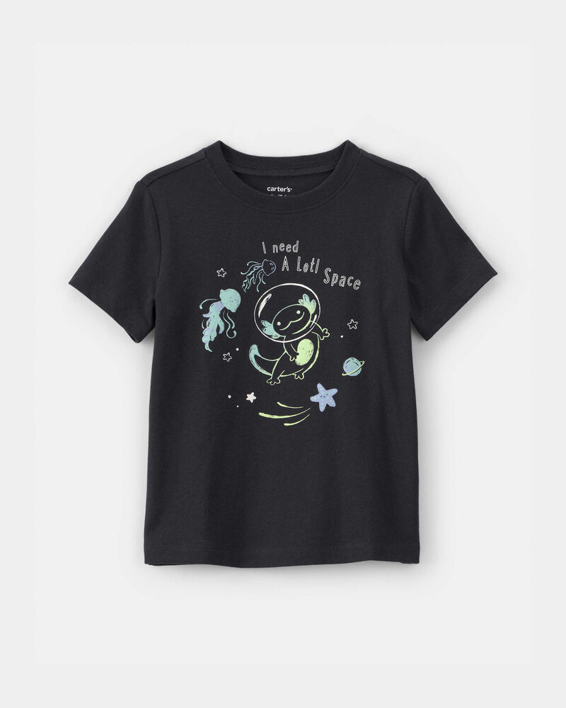 Tout-petit gar&ccedil;on - T-shirts &agrave; imprim&eacute; Axolotl dans l&rsquo;espace - Noir, image 1 sur 2 diapositives