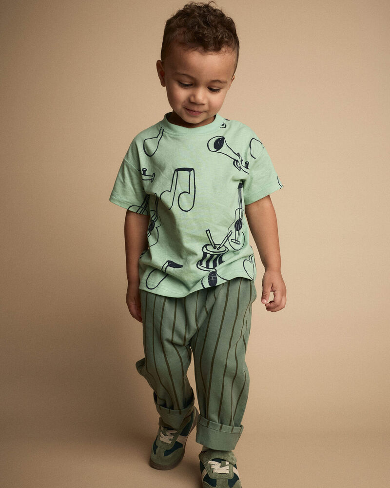 Tout-petit gar&ccedil;on - Pantalon tout-aller &agrave; rayures - Vert olive, image 3 sur 5 diapositives