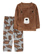 Toddler 2-Piece Fuzzy Velboa Bear Pyjamas, image 1 of 3 slides