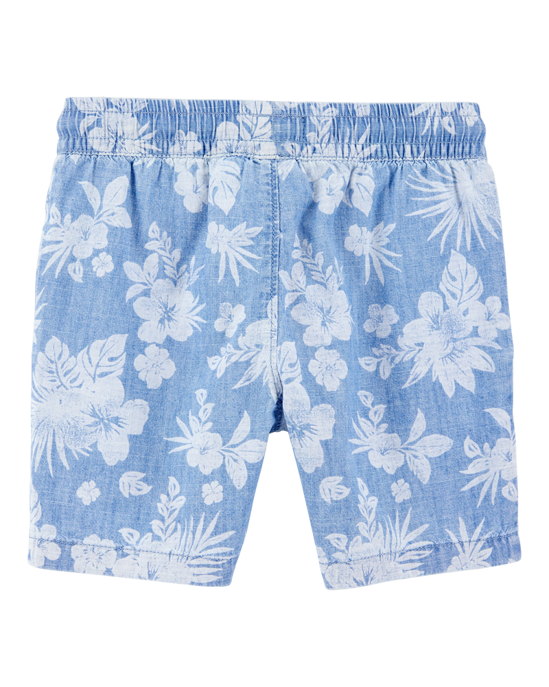 Kid Pull-On Bermuda Tropical Print Short-Blue, image 2 of 4 slides
