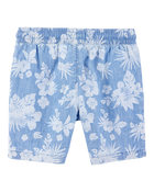 Kid Pull-On Bermuda Tropical Print Short-Blue, image 2 of 4 slides