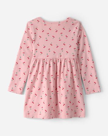 Toddler Girl Cherry Long-Sleeve Knit Dress - Pink, 