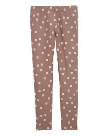 Kid Floral Stretch Leggings - Brown, 