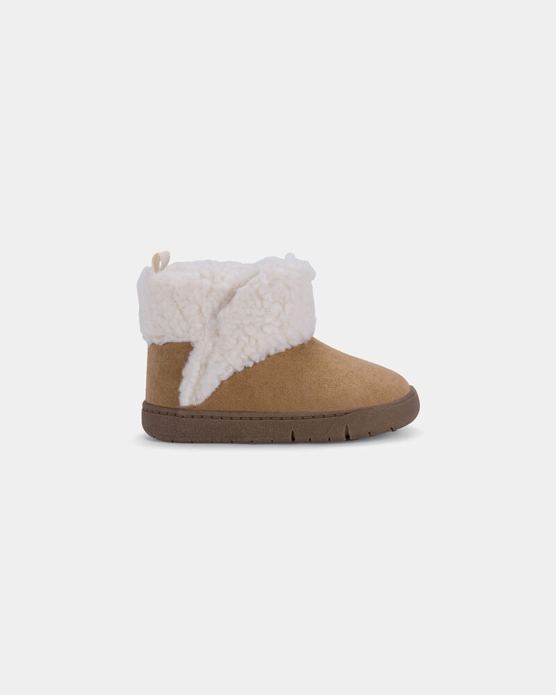 Baby Girl Every Step&reg; First Walker Teddy Fleece Boots - Tan, image 2 of 6 slides