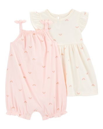 Baby 2-Piece Rainbow Dress & Romper Set, 