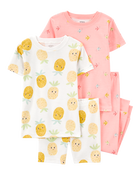 Toddler 4-Piece Pineapple & Fish Print 100% Snug Fit Cotton Pyjamas, image 1 of 4 slides