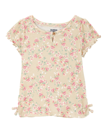 Toddler Short-Sleeve Cotton Rib Floral Top, 