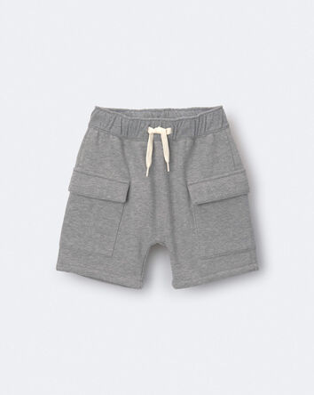 Toddler Boy French Terry Cargo Short with Pockets - Grey, 