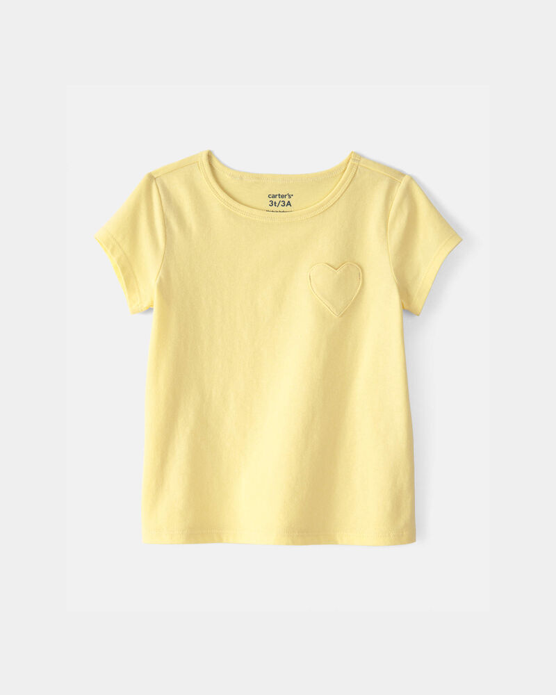Toddler Girl Heart Pocket Top - Yellow, image 1 of 3 slides