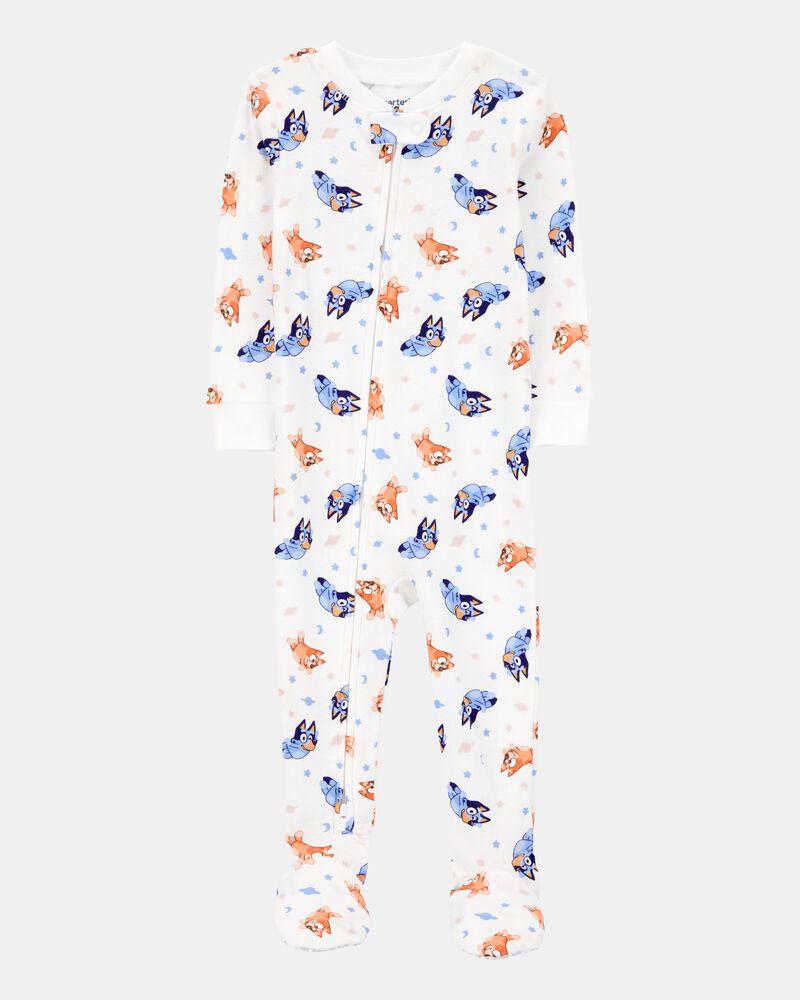 Baby Bluey Snug Fit Cotton Footie 1-Piece Pyjamas, image 1 of 3 slides