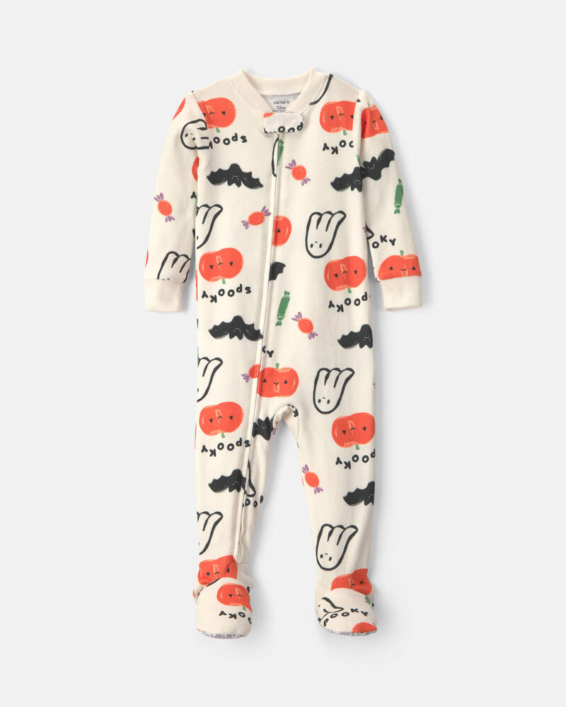 B&eacute;b&eacute; - Pyjama ajust&eacute; 1 pi&egrave;ce &agrave; pieds &agrave; motif d&rsquo;Halloween - Cr&egrave;me, image 1 sur 4 diapositives