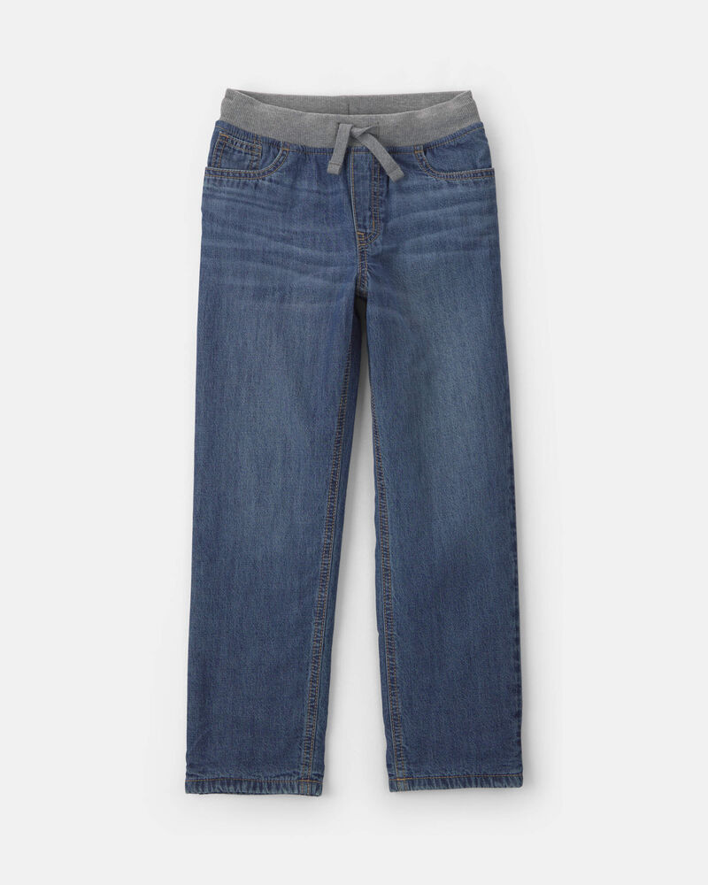 Boys Denim Pull-On Jeans - Medium Wash, image 1 of 5 slides