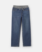 Boys Denim Pull-On Jeans - Medium Wash, image 1 of 5 slides