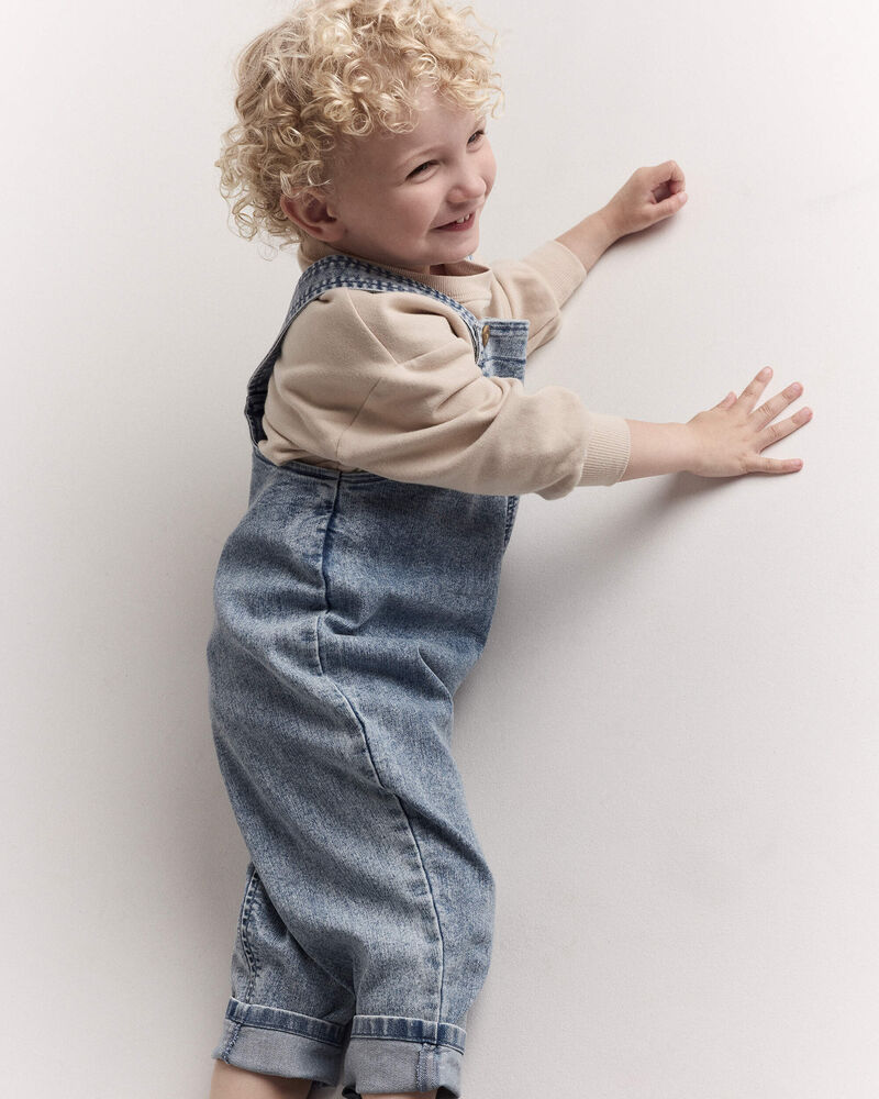 Toddler Avenue Wash Denim Overalls - Blue, image 5 of 7 slides