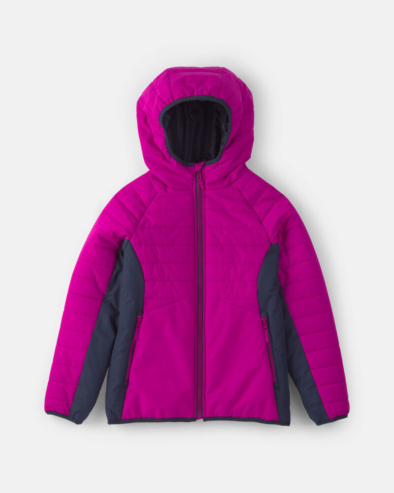 Girls  Quilted Mid Weight Jacket- Purple, image 1 of 4 slides