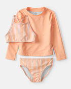 Tout-petit fille - Ensemble 3 pi&egrave;ces maillot dermoprotecteur sans manches - Orange, image 1 sur 4 diapositives