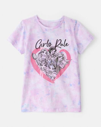 Filles - T-shirt &agrave; manches courtes teint sur n&oelig;ud Princess Girls Rule Disney&copy; - Mauve, rose, 