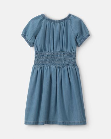 Girls Denim Short-Sleeve Dress - Indigo, 