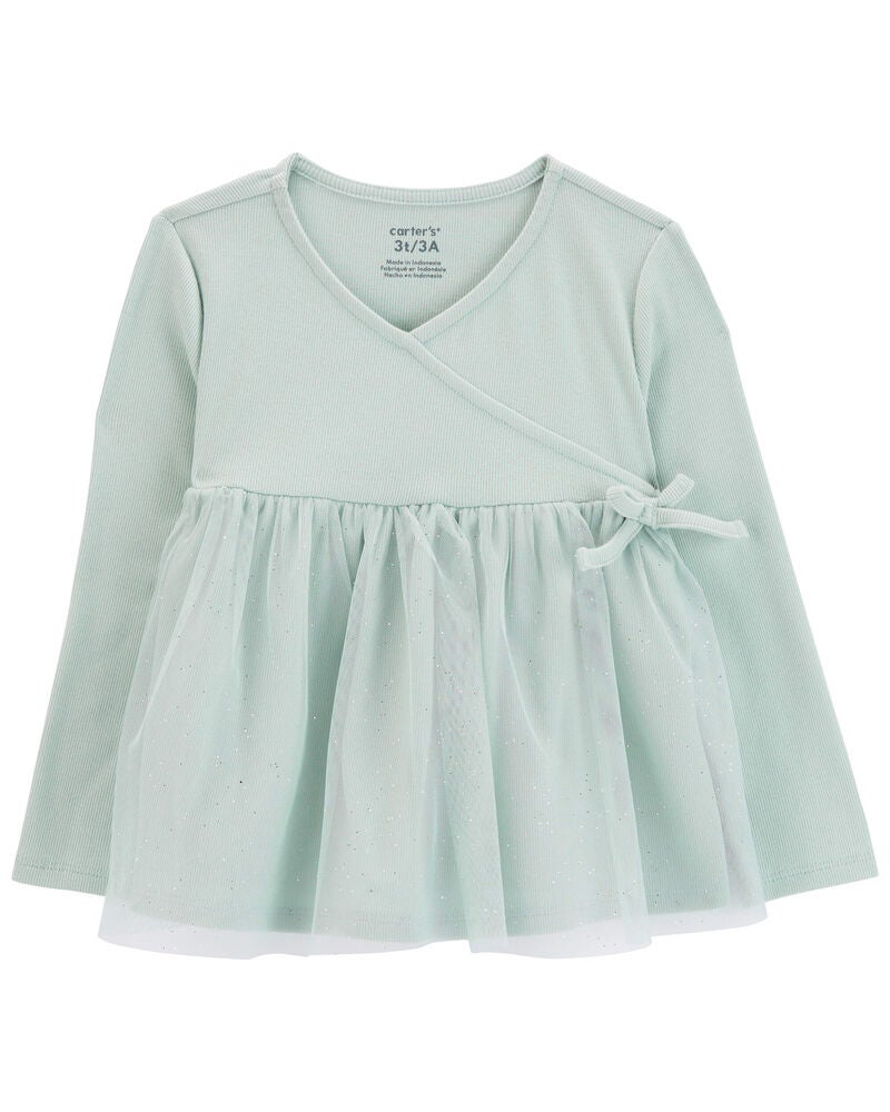 Toddler Glitter Tulle Wrap Top, image 1 of 3 slides