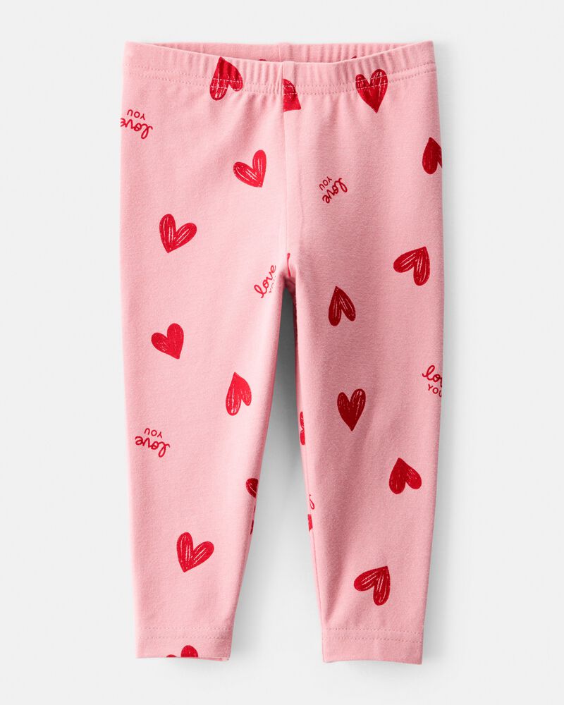 Baby Girl Heart Pull-On Stretch Leggings - Pink, image 1 of 4 slides