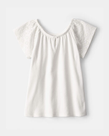 Girls Eyelet Top - White, 