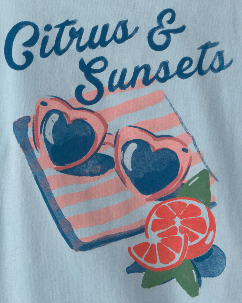 Girls 'Citrus & Sunsets' Graphic Tank - Blue, image 2 of 3 slides