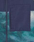 Blouson en molleton &agrave; fermeture &agrave; glissi&egrave;re et motif de flocons de neige &ndash; Vert/Bleu marine, image 2 sur 2 diapositives
