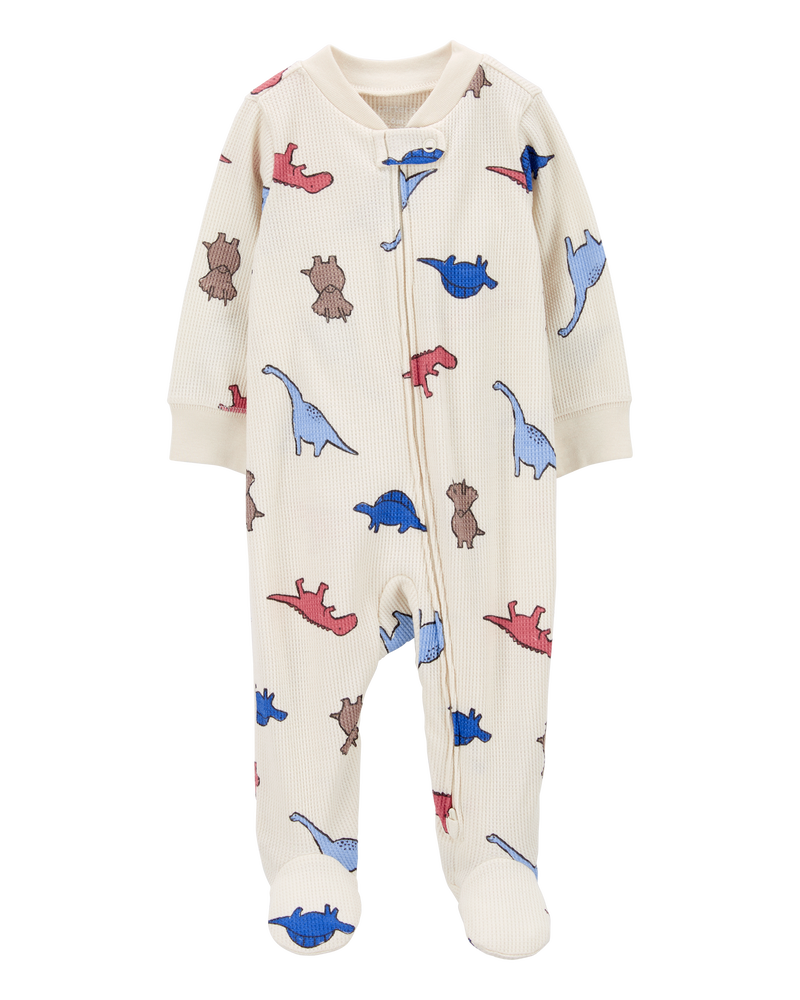 Baby Boy Dinosaur 2-Way Zip Thermal Sleeper Pyjamas, image 1 of 3 slides