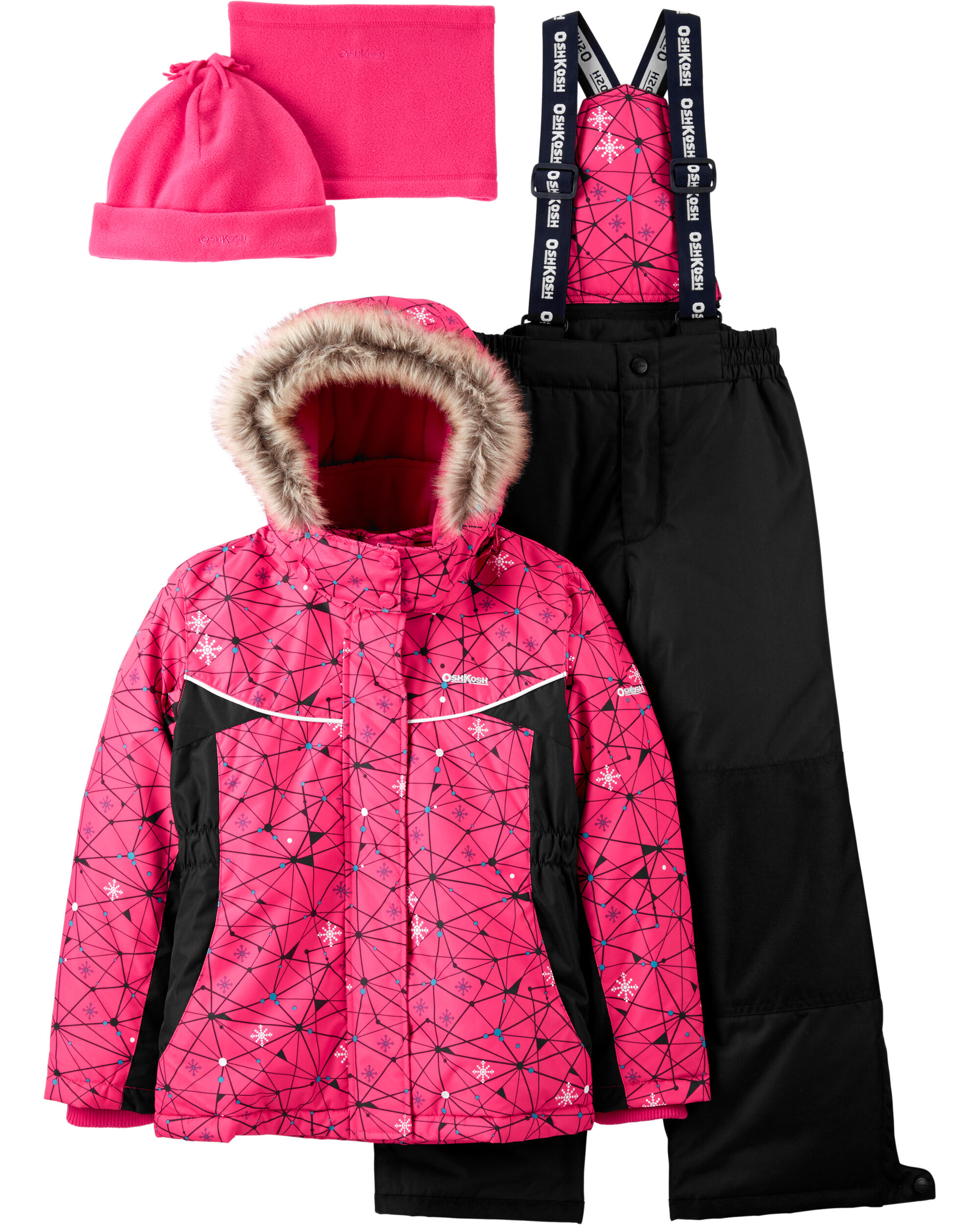 Habit de neige 2 pièces doublé de molleton avec tuque et cachecou en prime pour filles Carter Habit de neige 2 pièces doublé de molleton avec tuque et cachecou en prime pour filles Carter