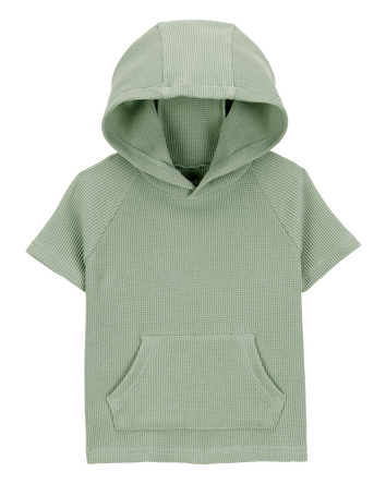 Toddler Waffle Knit Hooded Pullover - Olive, 