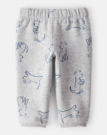 Baby Boy Dog Knit Pull-On Pants - Grey, 